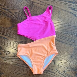 Pink and Orange Girls Size 8 Bathing Suit (brand new, no tags)